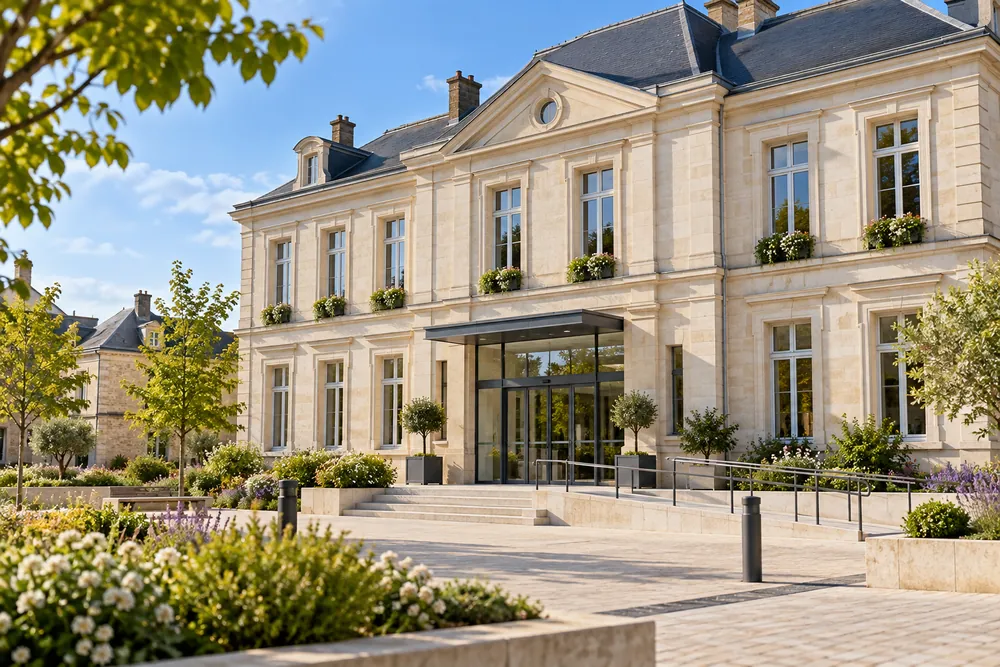 La façade lumineuse d’un bâtiment public français